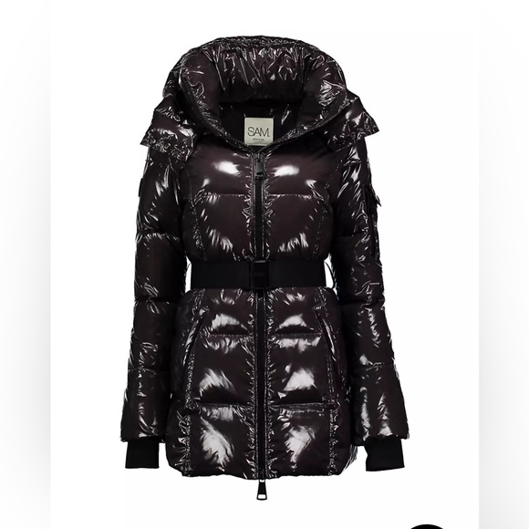 Sam. Soho Belted Nylon Down Mid-Length Jacket - Picture 2 of 3
